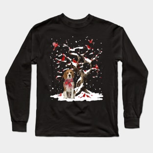 Beagle Scarf Cardinal Snow Christmas Long Sleeve T-Shirt